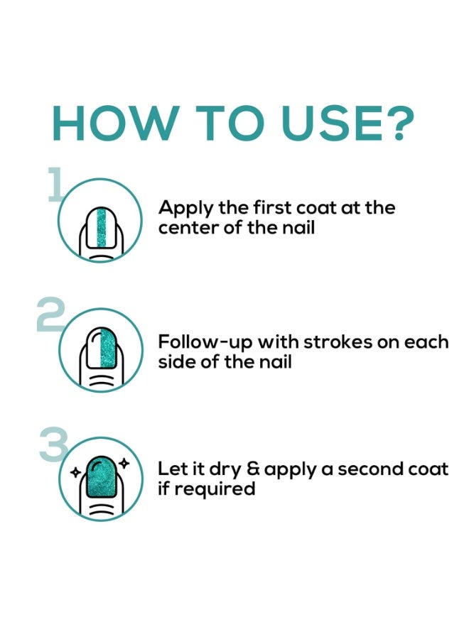 RENEE Glitterati Nail Paint- Turquoise Hue 10ml | Quick Drying, Glittery Finish, Long Lasting, Chip resisting Formula with High Glitter & Full Coverage | Acetone & Paraben Free - Image 3